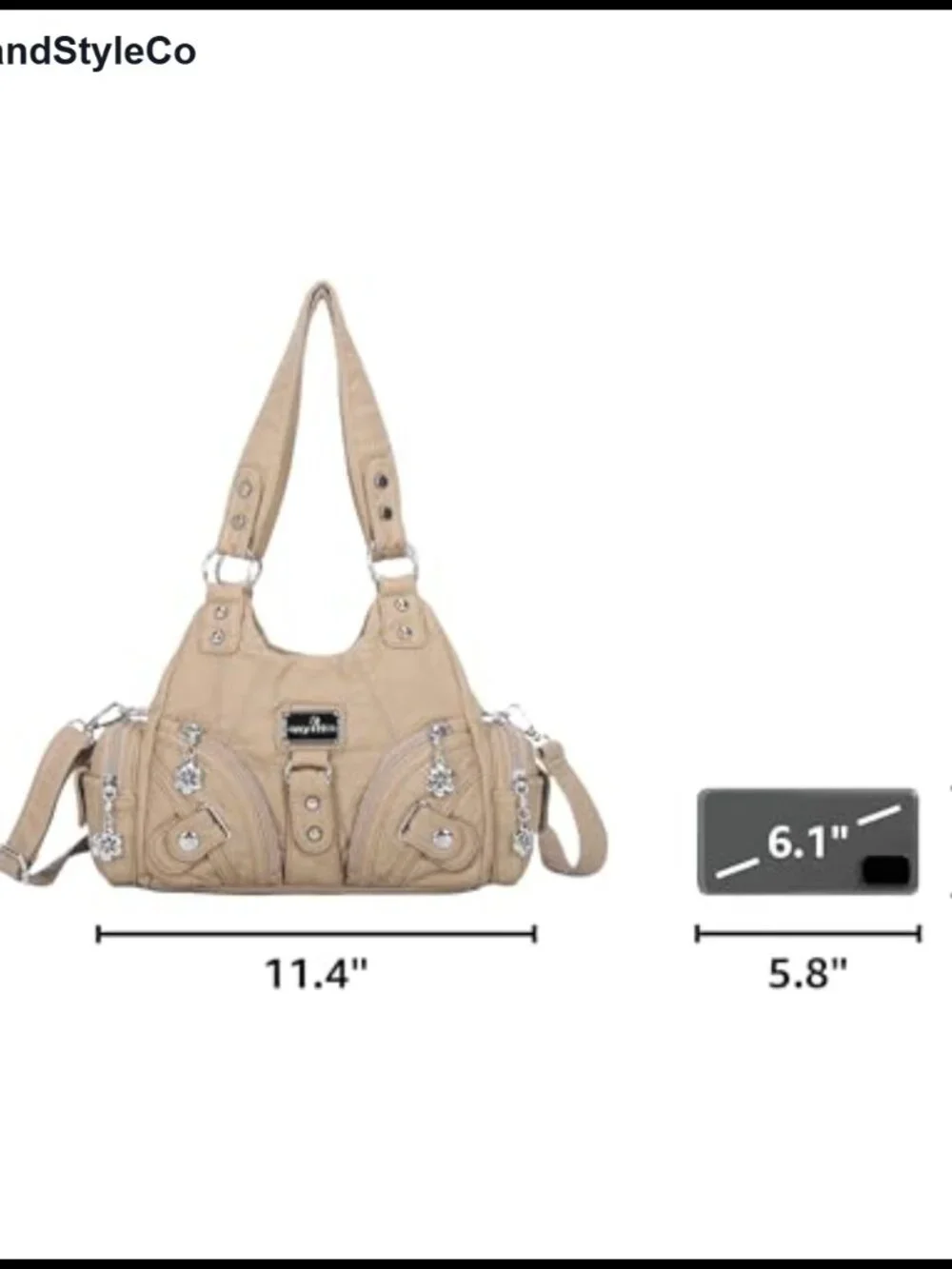 Vegan Leather Hobo Shoulder Bag Multi-Pocket Crossbody Tote